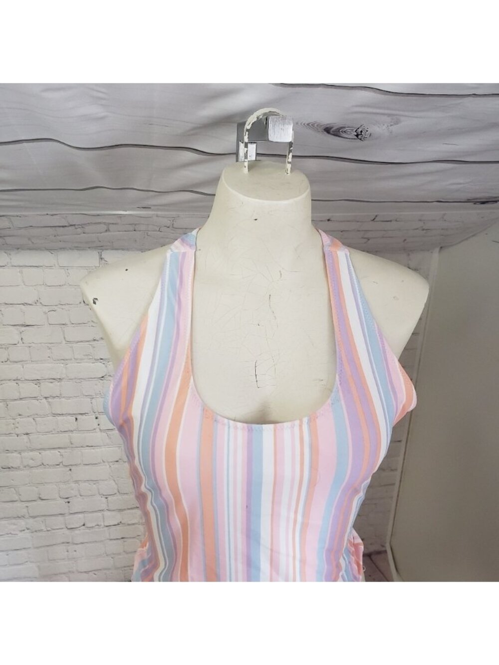 Skinny Dip Striped One Piece Cheeky Racerback Bathing Suit Swim Swimsuit - Picture 4 of 7